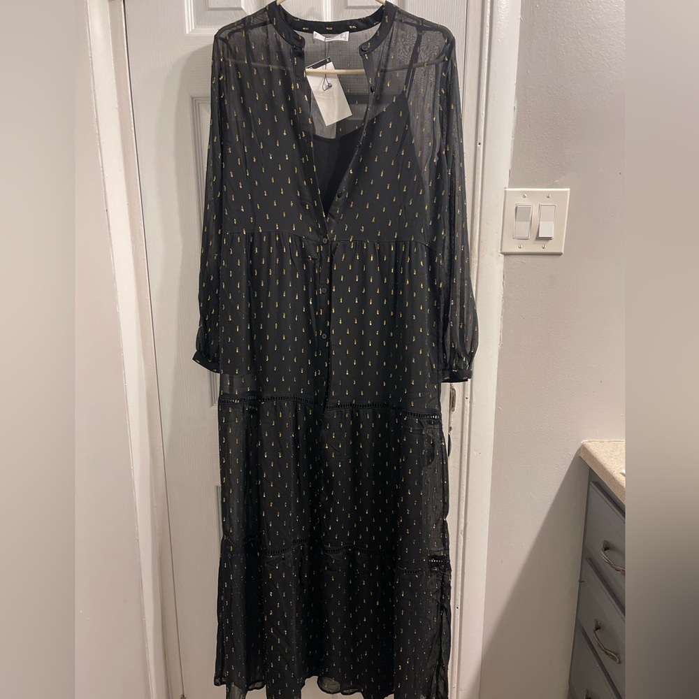 Black & Gold Sheer Maxi Dress 👗 - Picture 2 of 4